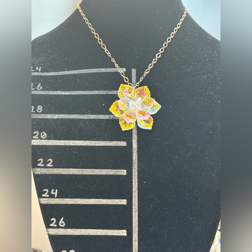 SOLD Crystal Flower Pendant Necklace